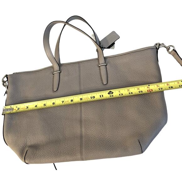 Coach Bleeker Purse Gray Pebble Leather Large Zip Clos Handle Strap Tote Bag - Picture 13 of 14
